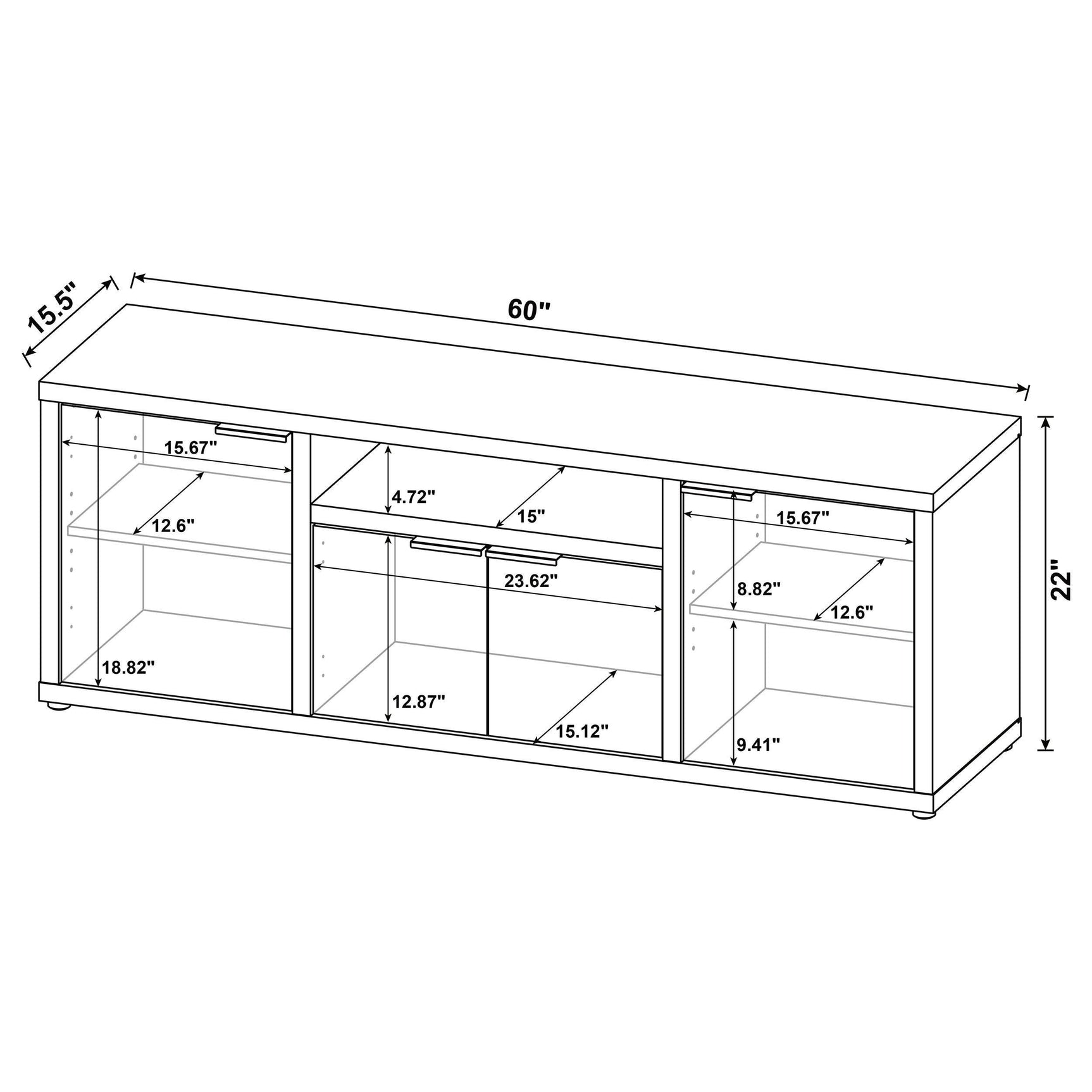 Tabby 3-piece 60" TV Entertainment Center Mango 701702-SET - Ella Furniture