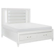 Tamsin white king platform bed side angle with storage footboard drawers