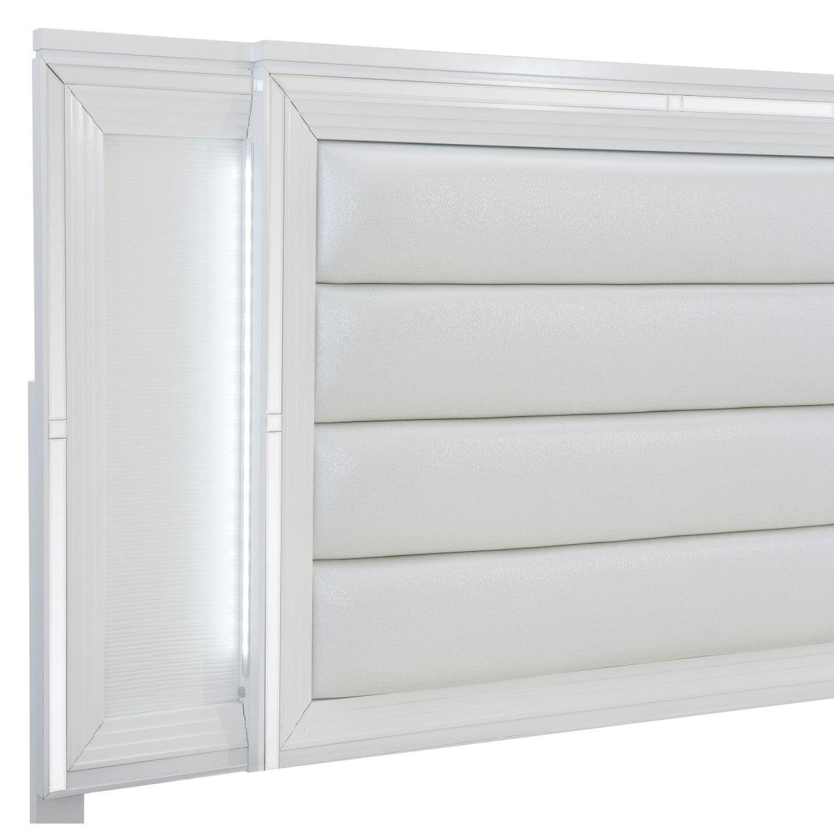 Top view showing embossed texture and beveled mirror trim on panels