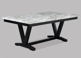 Detail view of Tanner dining table corner and bench seating