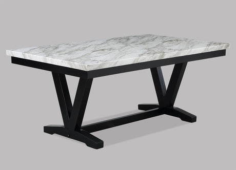 Detail view of Tanner dining table corner and bench seating