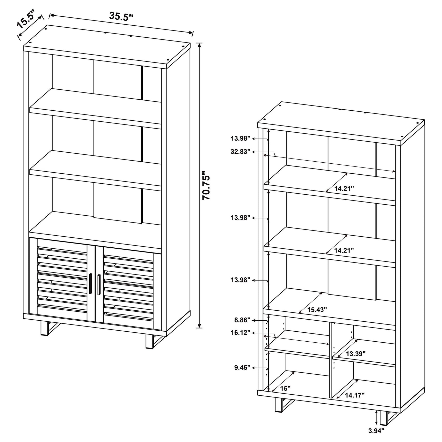 Turamba Bookcase cabinet and shelves close-up