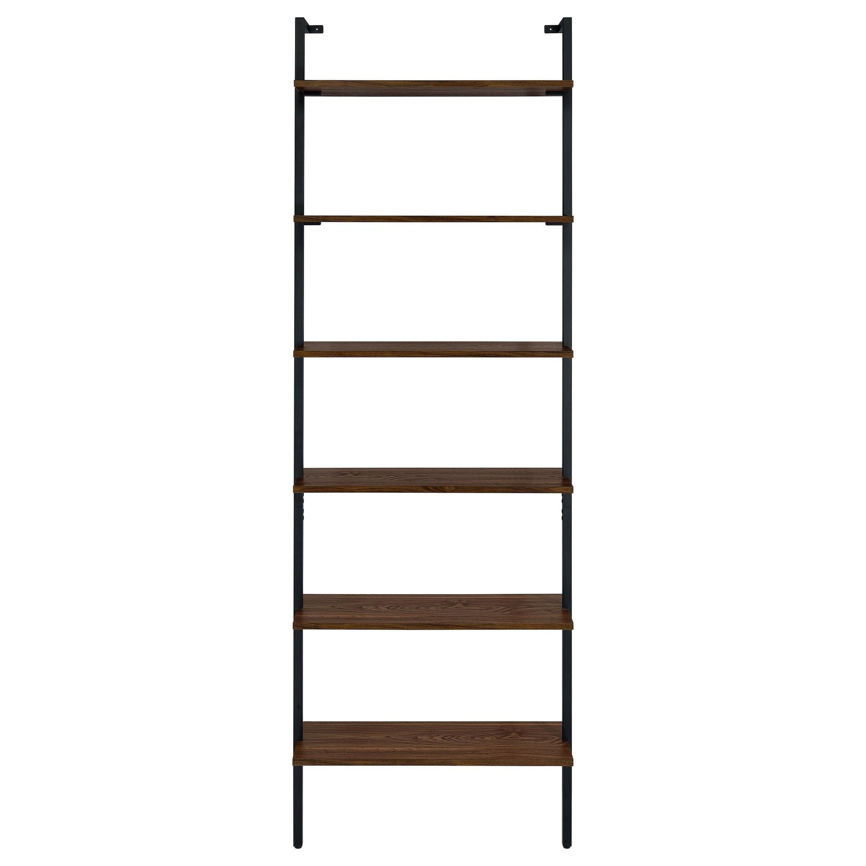 Black metal frame details on modern bookcase