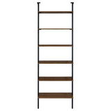 Top view of black metal frame attachment to wall