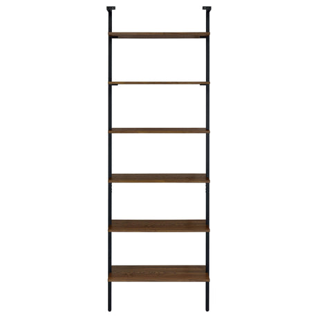 Top view of black metal frame attachment to wall