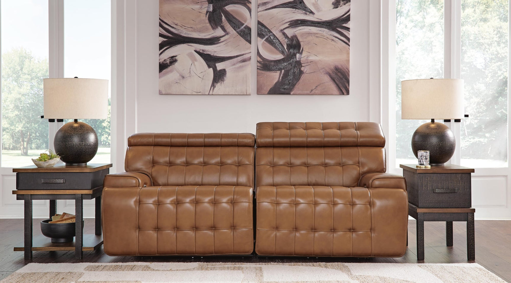Temmpton Chocolate Leather 2-Piece Power Reclining Sectional Loveseat - image 1