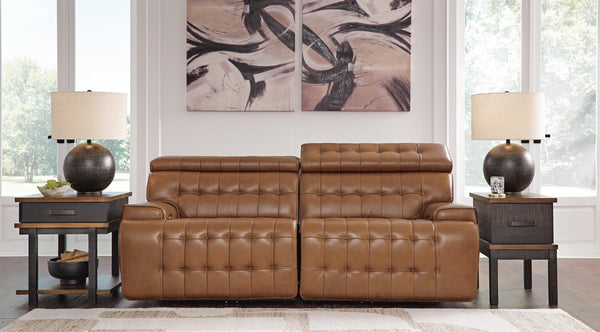 Temmpton Chocolate Leather 2-Piece Power Reclining Sectional Loveseat - image 1