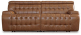 Temmpton Chocolate Leather 2-Piece Power Reclining Sectional Loveseat - image 2