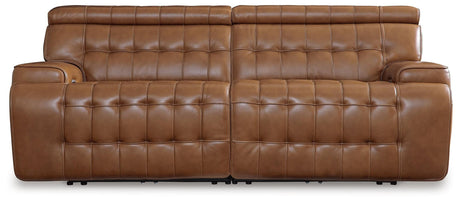 Temmpton Chocolate Leather 2-Piece Power Reclining Sectional Loveseat - image 2