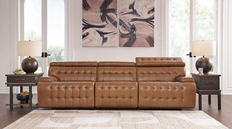 Temmpton Chocolate Leather 3-Piece Power Reclining Sectional Sofa - image 1