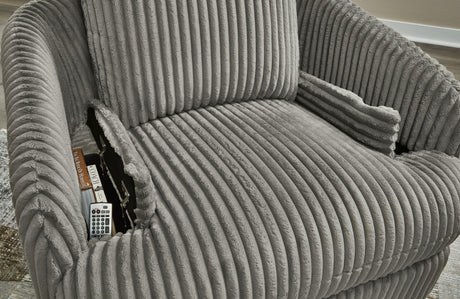 Tie-breaker Fog Velvet Swivel Glider Recliner front perspective