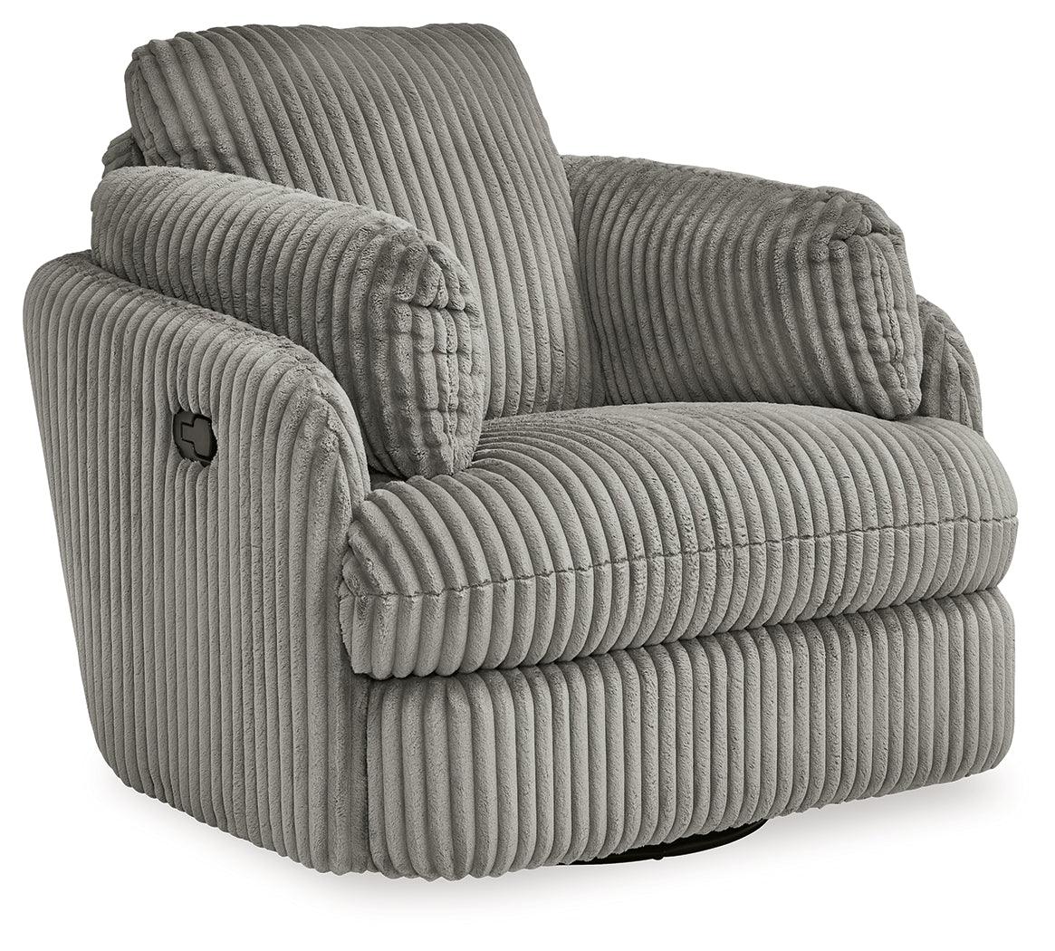 Tie-breaker Fog Velvet Swivel Glider Recliner side profile