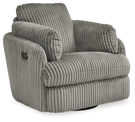 Tie-breaker Fog Velvet Swivel Glider Recliner side profile