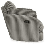Tie-breaker Fog Velvet Swivel Glider Recliner side angle