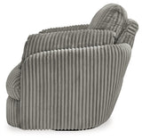 Tie-breaker Fog Velvet Swivel Glider Recliner side view