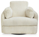 Ivory velvet swivel glider recliner main front view
