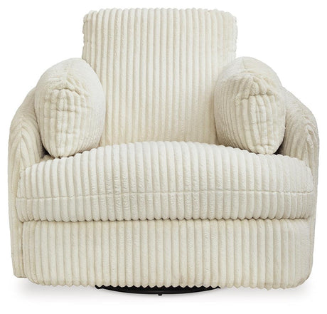Ivory velvet swivel glider recliner main front view