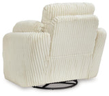 Side angle of ivory velvet recliner