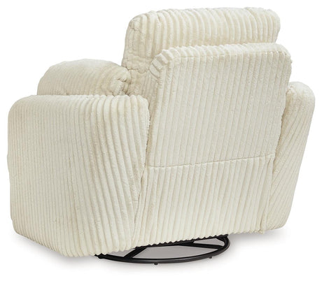 Side angle of ivory velvet recliner