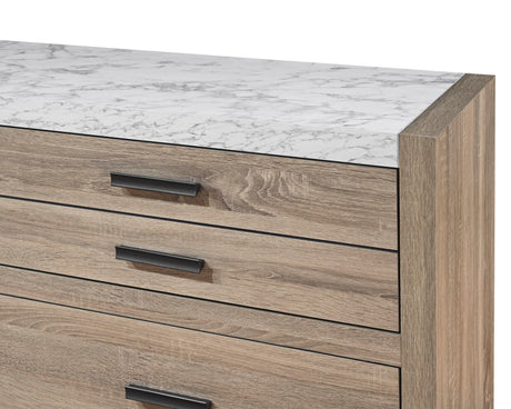 Tilston Brown nightstand with LED light panel illuminated