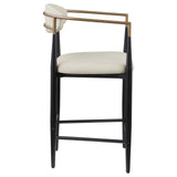 Side profile of Tina counter height bar stool with beige fabric