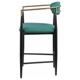 Side view of Tina green upholstered counter stool