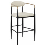 Back view of Tina beige upholstered metal pub height bar stool