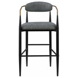 Black metal base with footrest on Tina pub height bar stool