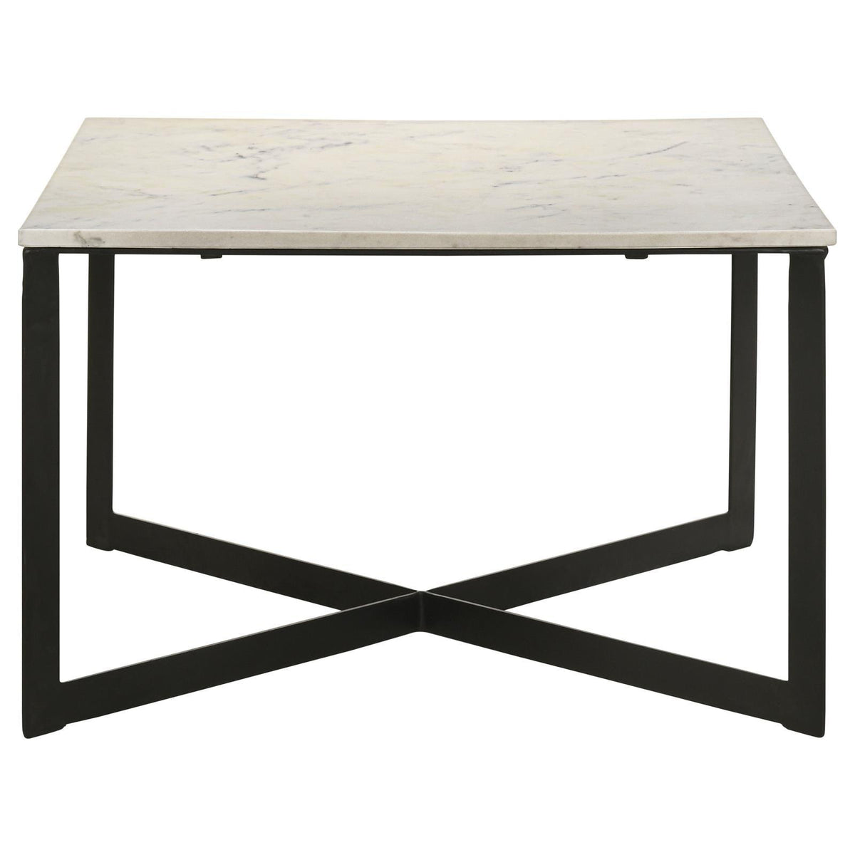 Close-up of marble top texture and true square edges
