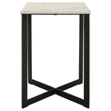 Close-up of white and gray marble top on Tobin Square End Table