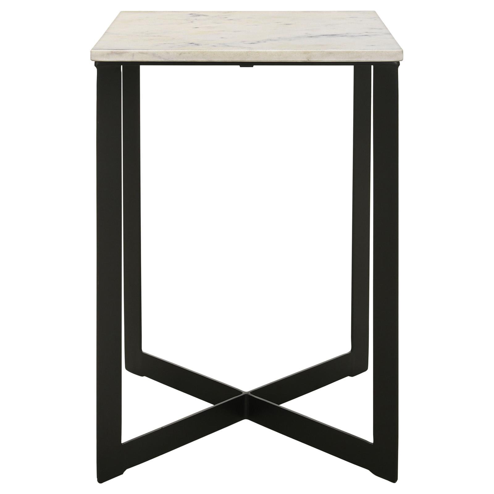 Close-up of white and gray marble top on Tobin Square End Table