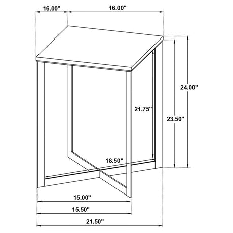 Tobin Square Marble Top End Table angled view in bedroom