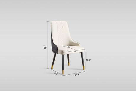 Toni Dining Chair in Beige and Black Faux Leather view 4