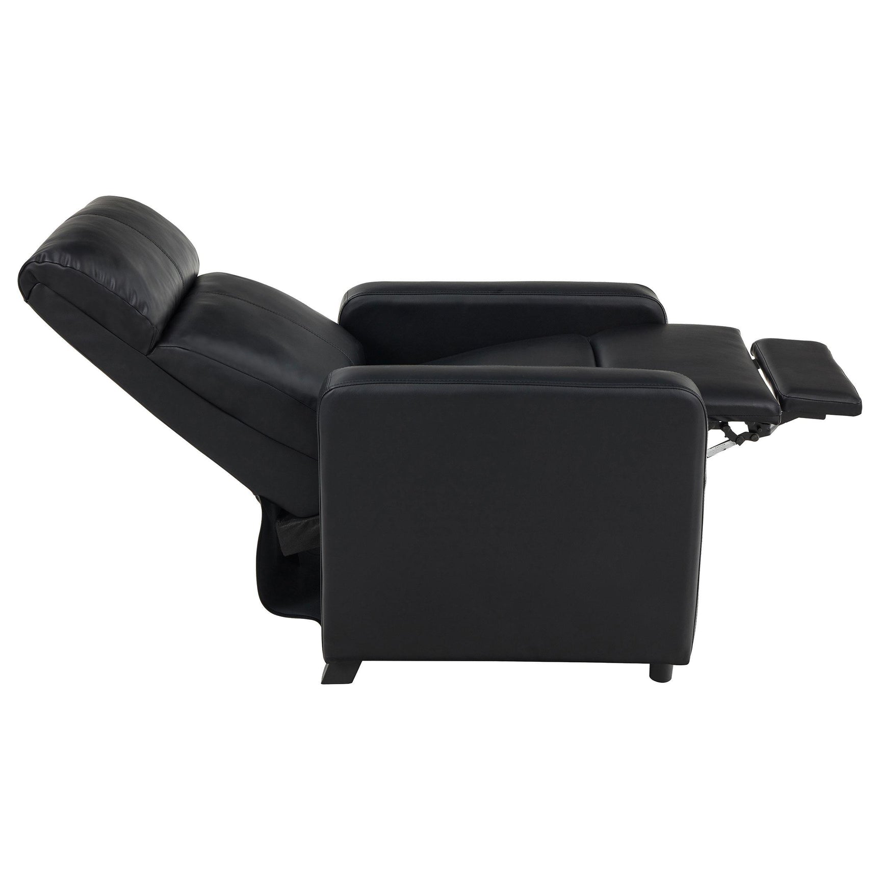 Opened 145-degree recliner view with footrest extended