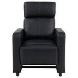Recliner seat open to 145 degrees showing manual mechanism