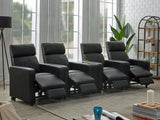 Toohey black leatherette recliner sofa side angle
