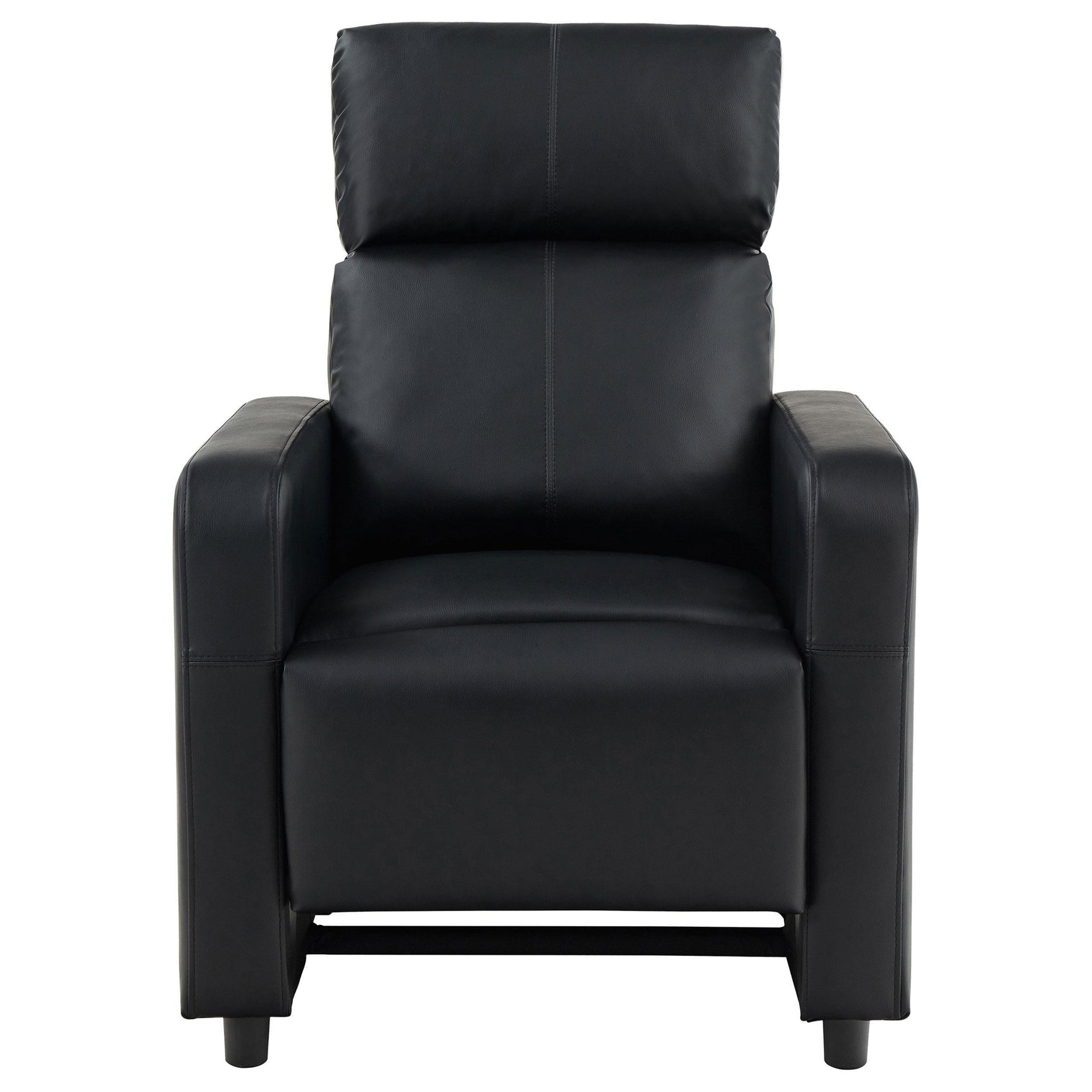 Manual recliner lever on Toohey black leatherette chair