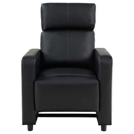 Manual recliner lever on Toohey black leatherette chair