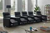 Toohey black leatherette recliner with tufted backrest angle view