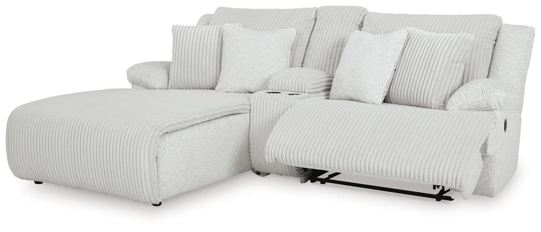 Top Tier Alloy Velvet 3-Piece Reclining Sectional Sofa with Chaise angled view