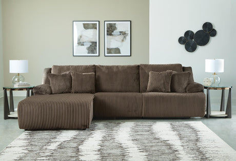 Top Tier Chocolate Velvet 3-Piece Reclining Sectional Sofa Chaise - image 1