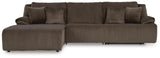 Top Tier Chocolate Velvet 3-Piece Reclining Sectional Sofa Chaise - image 2
