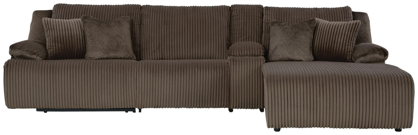 Top Tier Chocolate 4-Piece Reclining Sectional with Chaise from Decor Furniture