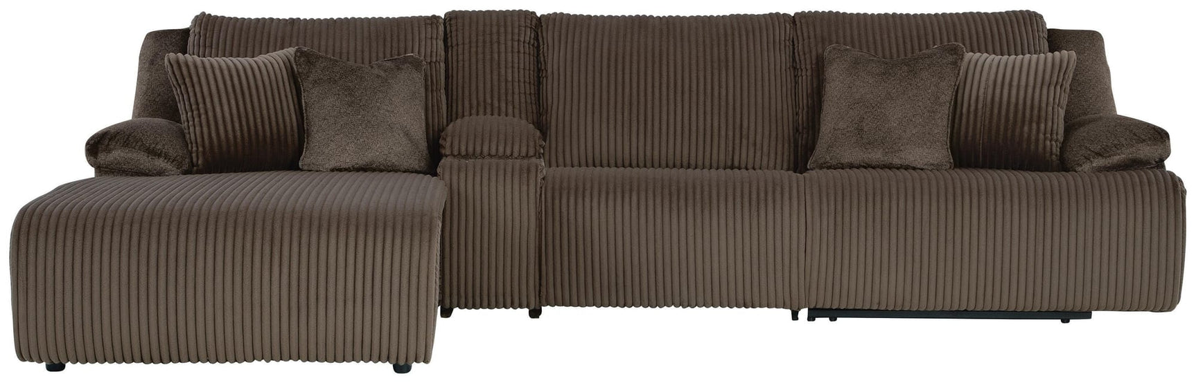 Top Tier Chocolate 4-Piece Reclining Sectional with Chaise from Decor Furniture