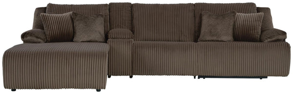 Top Tier Chocolate 4-Piece Reclining Sectional with Chaise from Decor Furniture