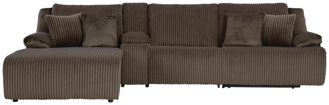 Top Tier Chocolate 4-Piece Reclining Sectional with Chaise from Decor Furniture