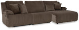 Top Tier Chocolate Velvet 3-Piece Reclining Sofa Chaise Sectional - image 1