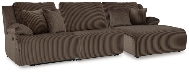Top Tier Chocolate Velvet 3-Piece Reclining Sofa Chaise Sectional - image 1