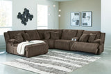 Top Tier Chocolate Velvet 6-Piece Reclining Sectional with Chaise from Decor Furniture