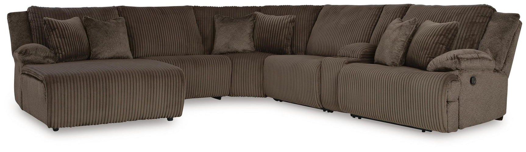 Top Tier Chocolate Velvet 6-Piece Reclining Sectional with Chaise view 2